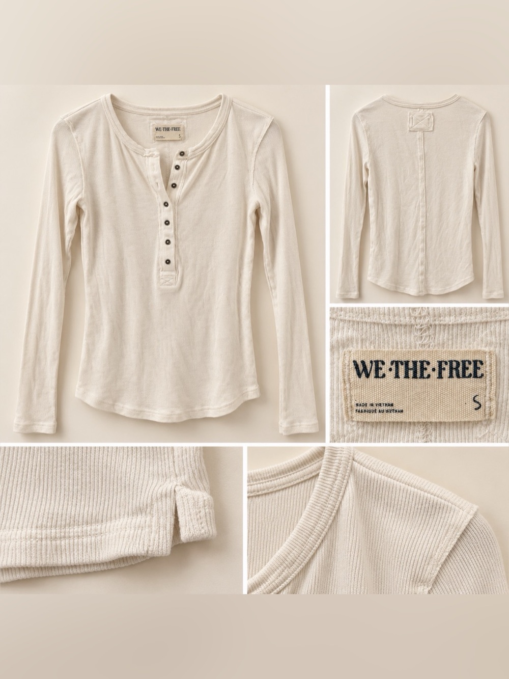 Free People - We The Free Jamie Henley Ivory Ribbed Top | Size S